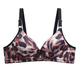 Middle-Aged And Elderly Mothers Bra Large Size Thin Section Without Steel Ring Full Cup - Leopard Multicolor