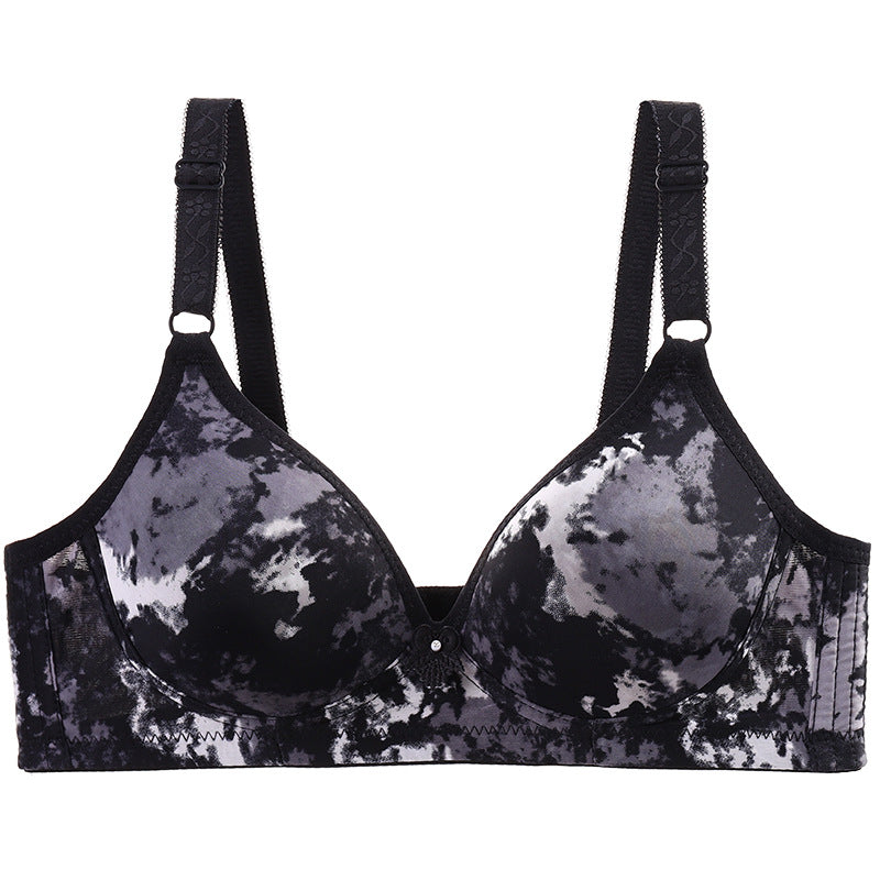 Middle-Aged And Elderly Mothers Bra Large Size Thin Section Without Steel Ring Full Cup - Leopard Multicolor