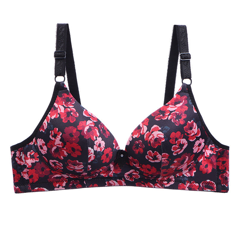 Middle-Aged And Elderly Mothers Bra Large Size Thin Section Without Steel Ring Full Cup - Leopard Multicolor