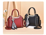 Women Large Capacity Ribbon Embroidery Thread Handbag - Wine Red