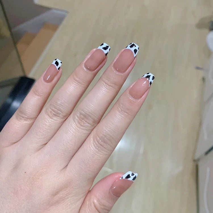 24 Pieces Zebra Print Fake Nail Patches Set With Glue - Multi Color