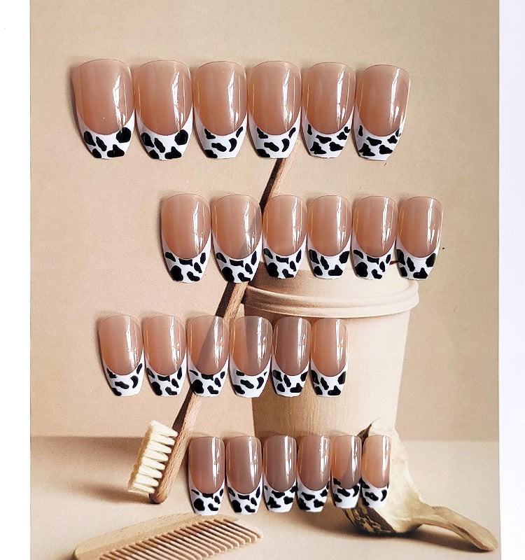 24 Pieces Zebra Print Fake Nail Patches Set With Glue - Multi Color