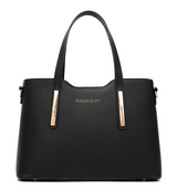 Two Pieces PU Leather Formal Bag Set - Black