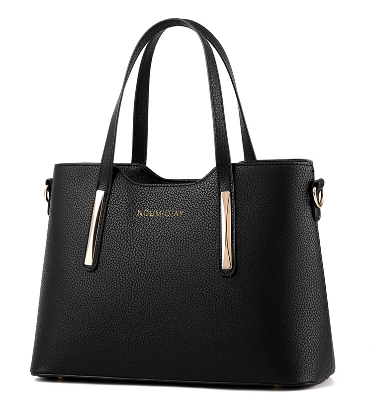Two Pieces PU Leather Formal Bag Set - Black