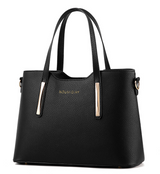 Two Pieces PU Leather Formal Bag Set - Black