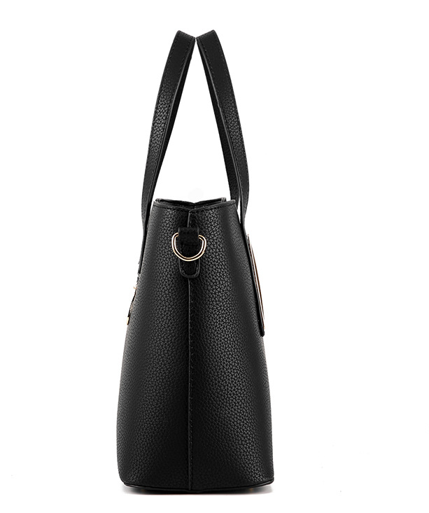 Two Pieces PU Leather Formal Bag Set - Black