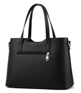 Two Pieces PU Leather Formal Bag Set - Black
