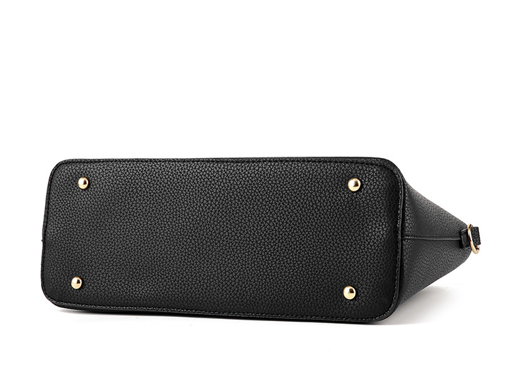 Two Pieces PU Leather Formal Bag Set - Black