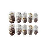 24 Pieces Moon And Star Reusable Nail Patches Set With Glue - Choclate - Shop N Save