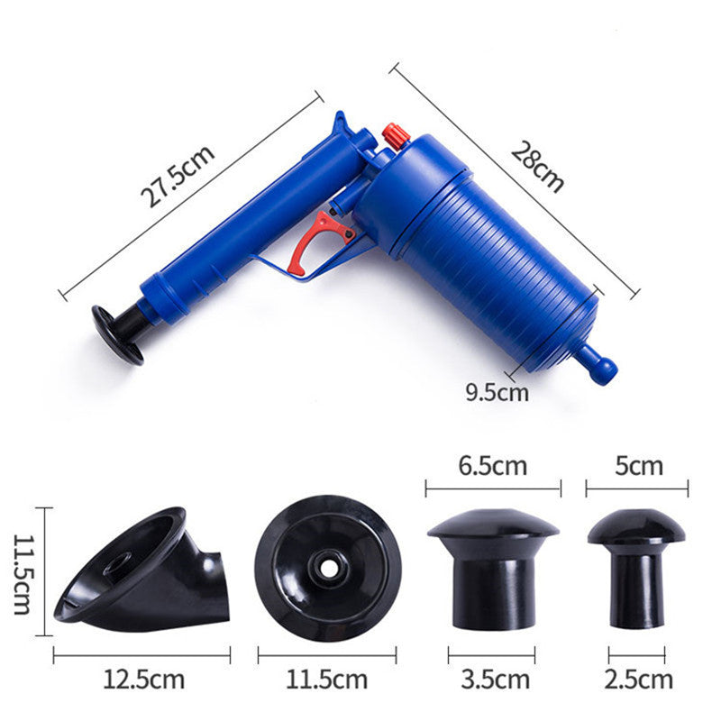 Toilet Plunger Kitchen Sink Sewer Dredge Tools High-Pressure Air Drain Pump Gun House Hold Pipe Dredge Drainer Cleaning Tool With 4 Suckers For Kitchen Bathtub Shower